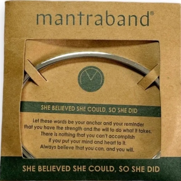 MANTRABAND Silver She Believed She Could Cuff Bracelet OS NWT - Picture 3 of 4